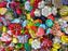 65 g Glasperlen-Mix, Blumen und Blätter, Tschechisches Glas (Mix Beads)