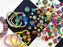 65 g Glasperlen-Mix, Blumen und Blätter, Tschechisches Glas (Mix Beads)