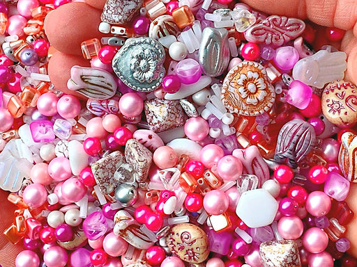 65 g Glasperlen-Mix, Sakura, Tschechisches Glas (Unique Mix of Czech Glass Beads)