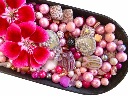 65 g Glasperlen-Mix, Sakura, Tschechisches Glas (Unique Mix of Czech Glass Beads)