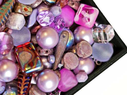 65 g Glasperlen-Mix, Lavendel funkeln, Tschechisches Glas (Unique Mix of Czech Glass Beads)