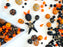 65 g Einzigartige Mischung aus tschechischen Glasperlen für die Schmuckherstellung, Perlen und Perlensortimente, Orange schwarzes Halloween, Tschechisches Glas (Unique Mix of Czech Glass Beads for Jewelry Making, Beads & Bead assortments.)