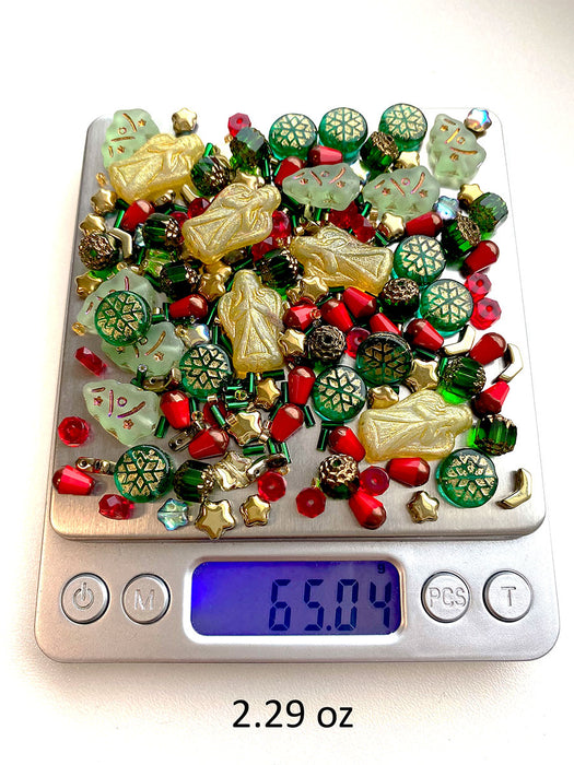 65 g  Einzigartige Mischung aus tschechischem Glas und japanischen Miyuki 10/0 Delica-Perlen, Schmuck- und Armband-Bastelset, Weihnachtsanhänger