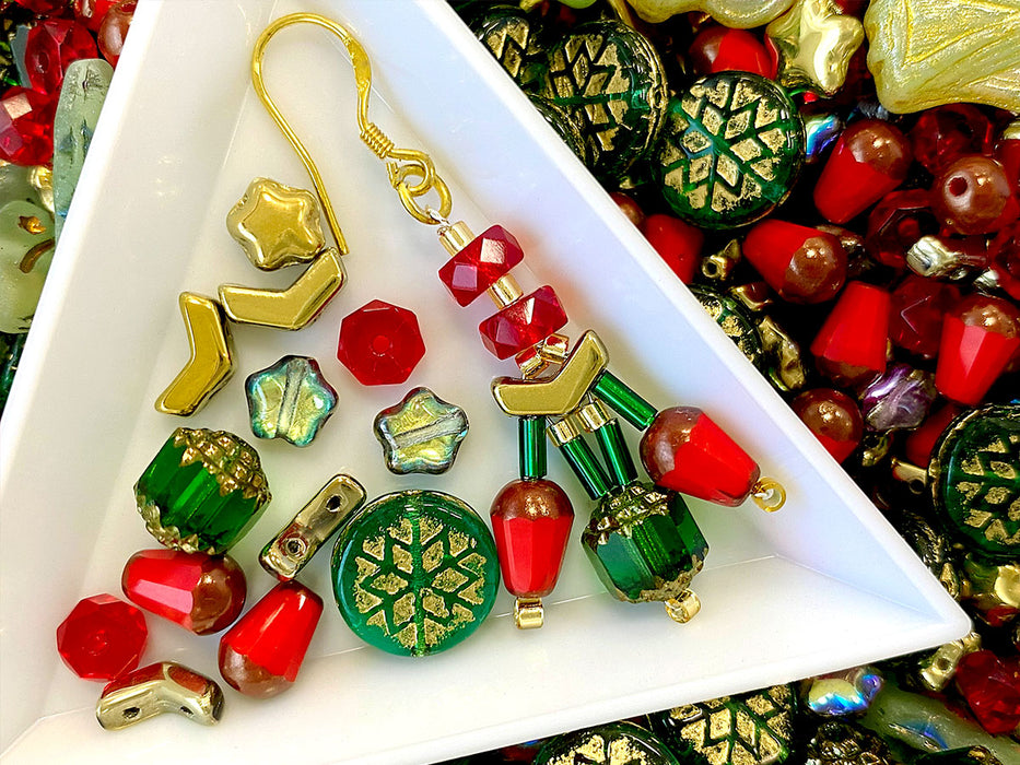 65 g  Einzigartige Mischung aus tschechischem Glas und japanischen Miyuki 10/0 Delica-Perlen, Schmuck- und Armband-Bastelset, Weihnachtsanhänger