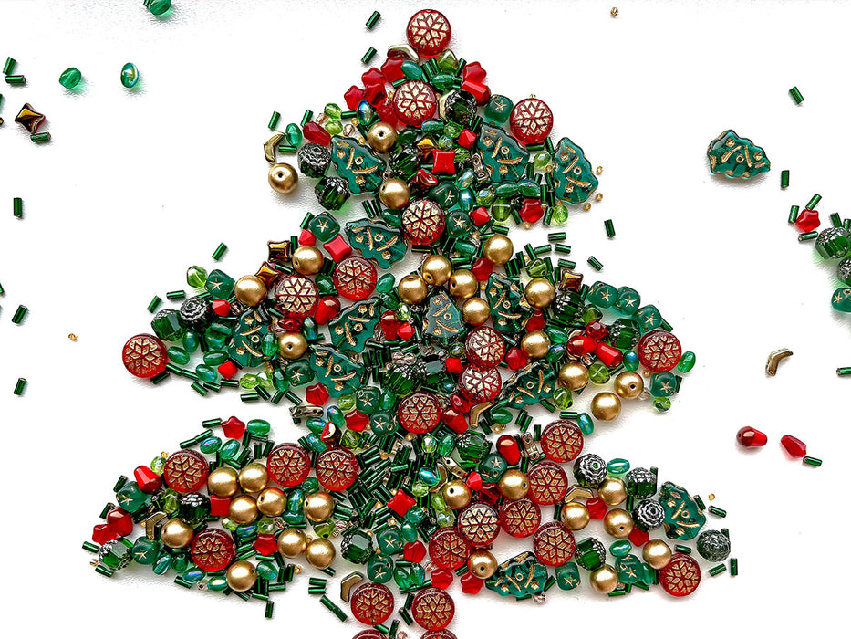 65 g  Einzigartige Mischung aus tschechischem Glas und japanischen Miyuki 10/0 Delica-Perlen, Schmuck- und Armband-Bastelset, Weihnachtsanhänger