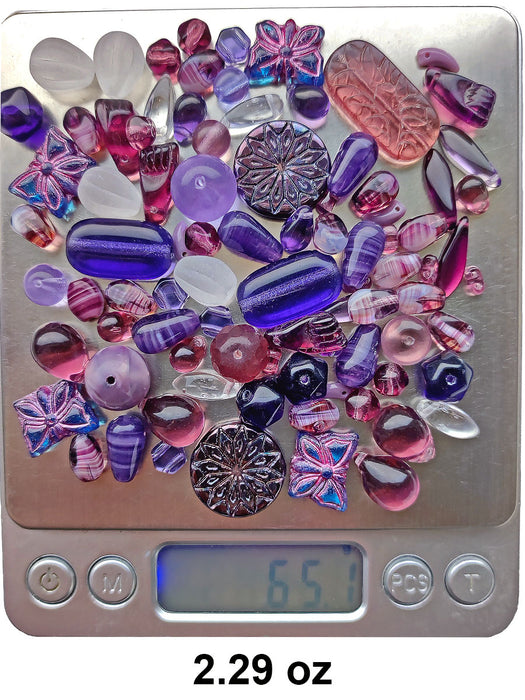 65 g Einzigartige Mischung aus tschechischen Glasperlen für die Schmuckherstellung, Perlen und Perlensortimente, Violett-Flieder, Tschechisches Glas (Unique Mix of Czech Glass Beads for Jewelry Making, Beads & Bead assortments)