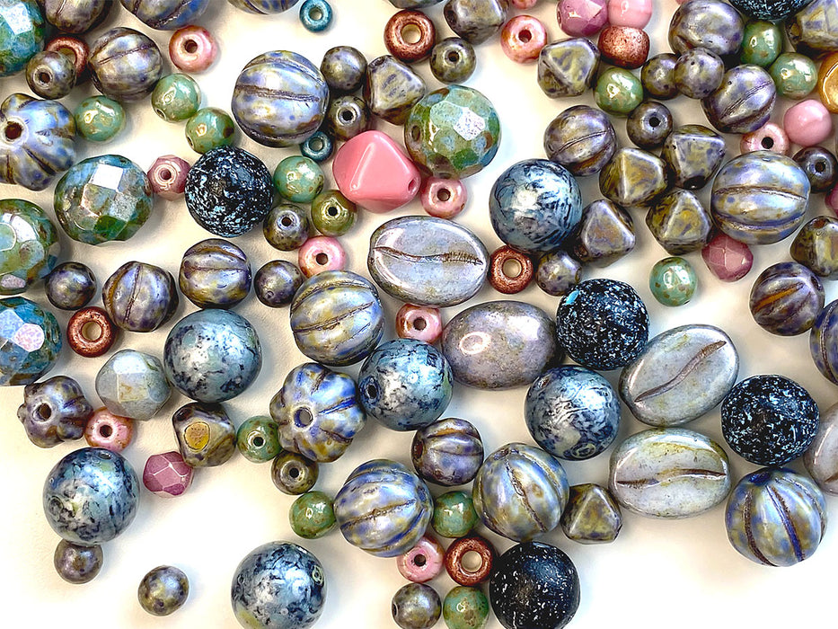 65g Exklusive mehrfarbige tschechische Glasperlen-Mischung, Illusion der Natur