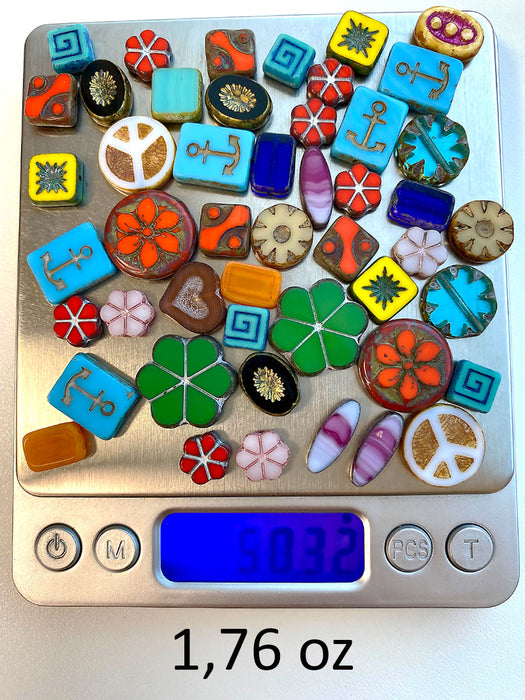 50 g Exklusives mehrfarbiges zufällное Tischschnittperlen-Mix (Table CUT Beads Mix), Schätze aus Tschechien