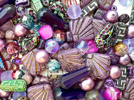 65 g Exklusive Mehrfarbige Tschechische Glasperlen-Mischung, Fliederfantasie, Tschechisches Glas (Exclusive Multicolored Czech Glass Beads Mix)