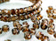 20 g Gepresste Rocailles 6 mm, Kristall mit braunen Streifen, Tschechisches Glas (Pressed Seed Beads)