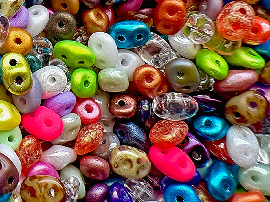 20 g SuperDuo Rocailles 2.5x5mm Zwei Löcher, Böhmisches Glas, Mix