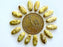 15 pcs Gezackte Dolchperlen, 6x13 mm, Alabaster Picasso, Tschechisches Glas (Serrated Dagger Beads)