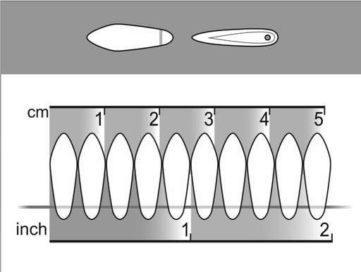 100 pcs Dolchperlen 5 x 16 mm, Alabaster Metallic Schwarz Geätzt, Tschechisches Glas (Dagger Beads)