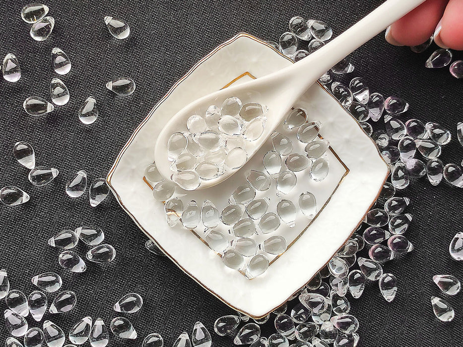 30 pcs Teardrop Perlen 6x9 mm, Kristall Dasichtig, Tschechisches Glas (Teardrop Beads)