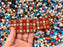 150 St. Gepresste Glasperlen Tile 6x6x2,9 mm, 2-Loch, Mischen, Tschechisches Glas (Tile Beads)