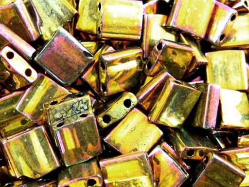 Tila™ Glasperlen  5x5 mm 2-Loch  Metallic Gold irisierend  Japanische Glasperlen Miyuki Farbe_Gold Farbe_ Purple