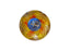 1 St. Tschechischer Glascabochon, Gelb und Blau, handbemalt, Größe 10 (22.5 mm)
