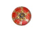 1 St. Tschechischer Glascabochon, Kristall AB, Rot, goldene Verzierung, handbemalt, Größe 10 (22.5 mm)