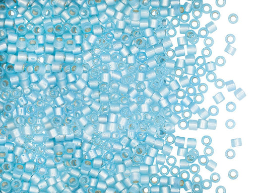 5 g 10/0 Miyuki Delica Japanische Rocailles, Aqua mit versilbertem Loch
