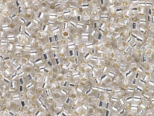 Delica Glasperlen 10/0 Kristall mit versilbertem Loch Japanische Glasperlen Miyuki Farbe_Clear Farbe_ Silver