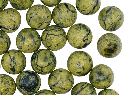 Runde Perlen aus Naturstein 10 mm Serpentinit Mineralien Russland Farbe_Green