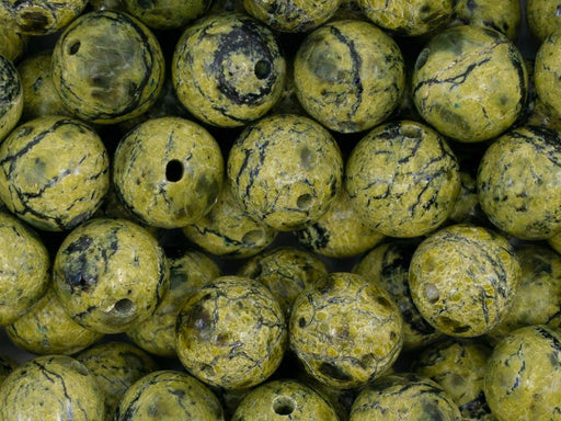 5 pcs Runde Perlen aus Naturstein 10 mm, Serpentinit, Ural Edelsteine, Russland (Natural Stones Round Beads)