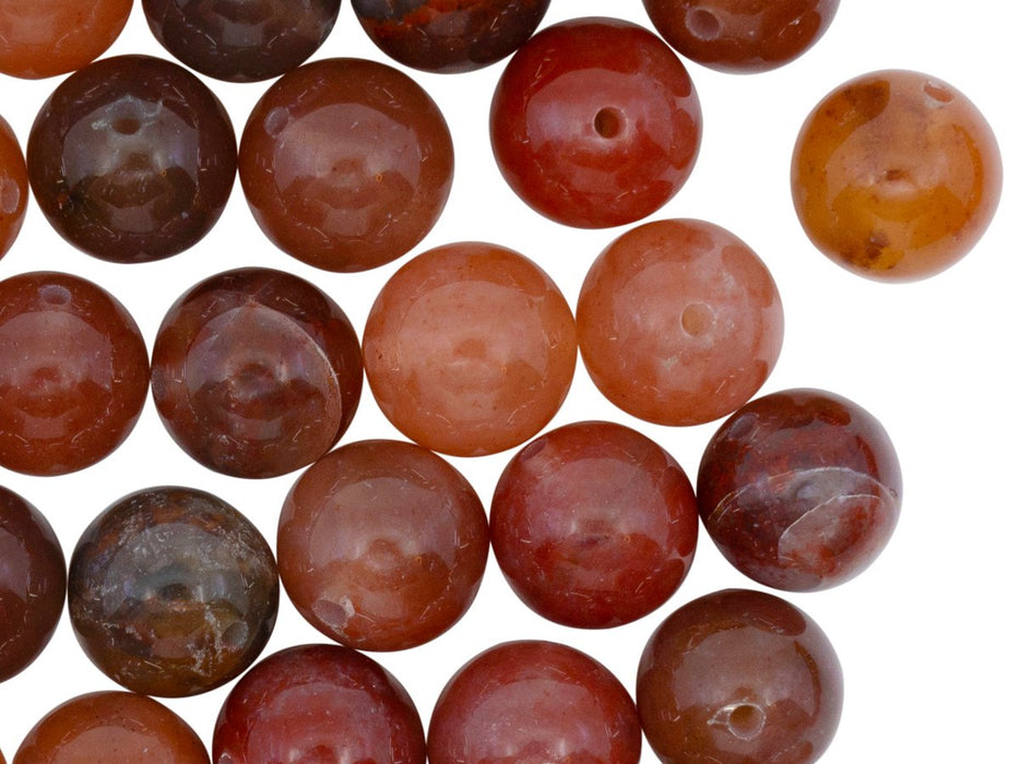 Runde Perlen aus Naturstein 10 mm Chalzedon Achat Braun-Rosa Mineralien Russland Farbe_Orange Farbe_ Brown Farbe_ Multicolored