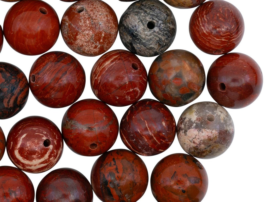 Runde Perlen aus Naturstein 10 mm Jaspis Mineralien Russland Farbe_Brown Farbe_ Beige Farbe_ Multicolored