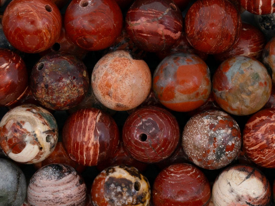 5 pcs Runde Perlen aus Naturstein 10 mm, Jaspis, Ural Edelsteine, Russland (Natural Stones Round Beads)