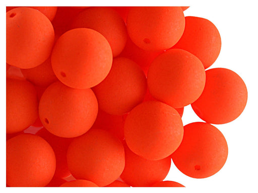 24 St. Rund NEON ESTRELA Perlen 10mm, Böhmisches Glas, Orange