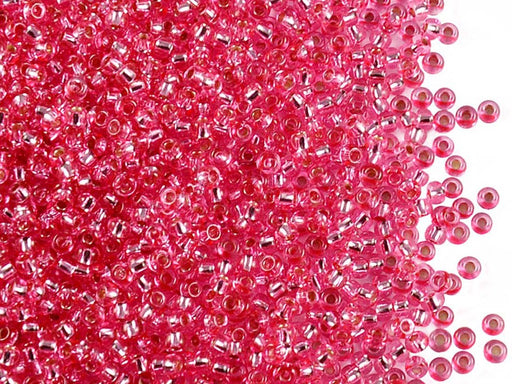 20 g 10/0 Rocailles Preciosa Ornela, Rosa Transparent mit versilbertem Loch, Tschechisches Glas