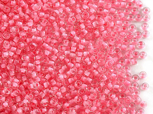20 g 10/0 Rocailles Preciosa Ornela, Kristall mit Rosa gefärbtem Loch, Tschechisches Glas