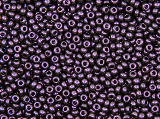 Rocailles 10/0 Jet Polychrome Black Currant Czech Glass Purple