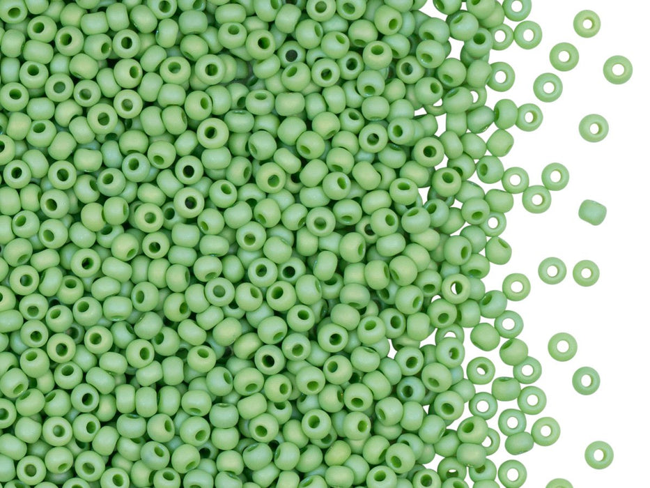 Rocailles Seed Beads 9/0 Opak Blassgrün Matt Ab Tschechisches Glas Green