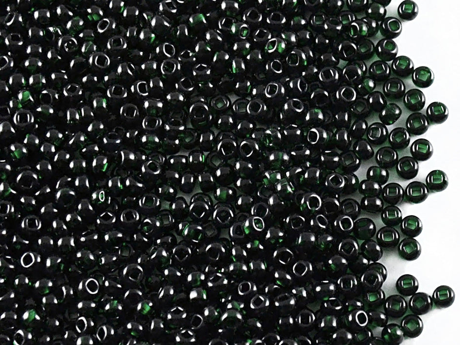 20 g 10/0 Rocailles Preciosa Ornela, Grün Transparent dunkel, quadratisches Loch, Tschechisches Glas