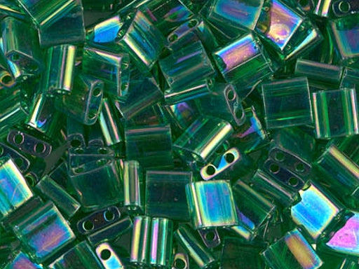 Tila™ Glasperlen  5x5 mm 2-Loch  Transparent Grün AB Japanische Glasperlen Miyuki Farbe_Green Farbe_ Multicolored