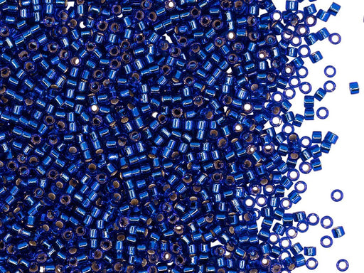 5 g 11/0 Miyuki Delica Japanische Rocailles, Kobalt mit versilbertem Loch