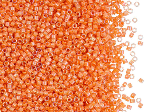 5 g 11/0 Miyuki Delica Japanische Rocailles, Orange mit gelb gefärbtem Loch AB