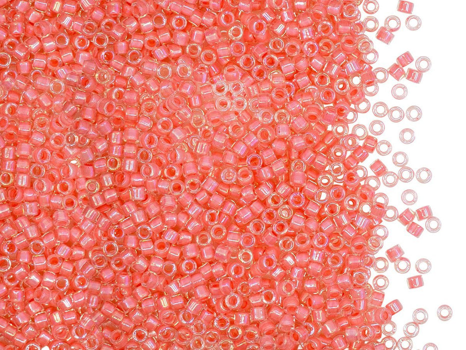 5 g 11/0 Miyuki Delica Japanische Rocailles, Rosa mit rot gefärbtem Loch AB
