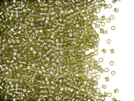 Delica Glasperlen 11/0 Transparenter Olivin-Goldglanz Japanische Glasperlen Miyuki Farbe_Green