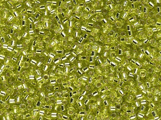 Delica Glasperlen 11/0 Chartreuse mit versilbertem Loch Japanische Glasperlen Miyuki Farbe_Green
