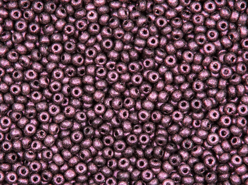 Rocailles 11/0 Jet Polychrome Rose Czech Glass Purple