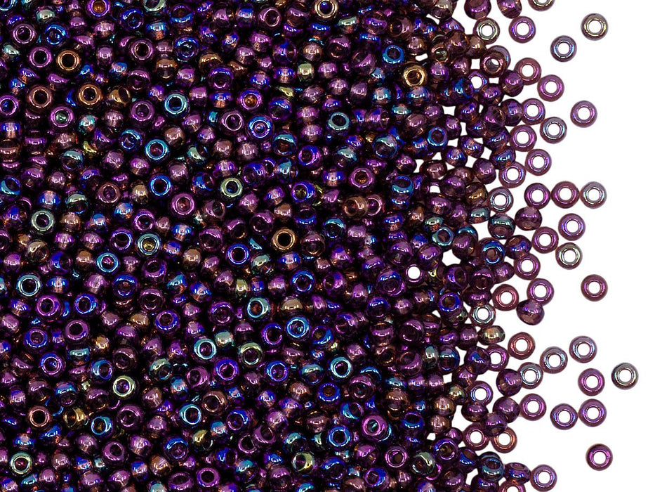 Rocailles Seed Beads 9/0 Transparent Lila schimmernd Tschechisches Glas Purple Multicolored