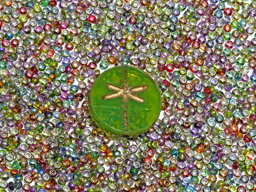20 g Rocaiiles 11/0, Kristall Magic Gelb-Braun, Tschechisches Glas (Rocailles Seed Beads)