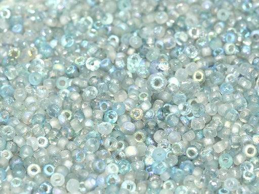 10 g 11/0 Rocailles Preciosa Ornela, Kristall geätzt, blau schimmernd
