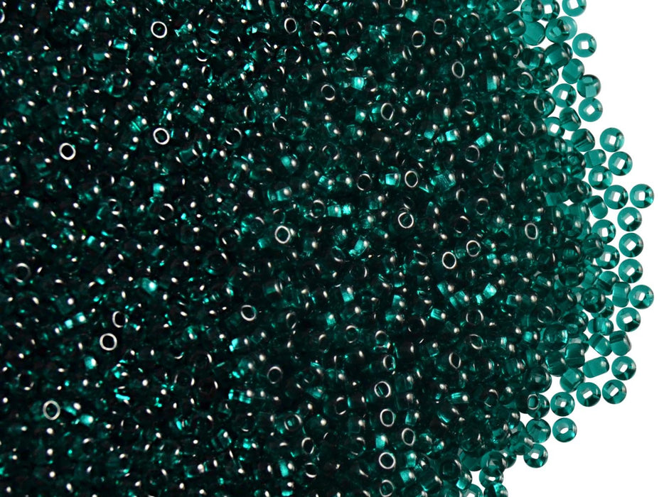 20 g 11/0 Rocailles Preciosa Ornela, Smaragdgrün Transparent, quadratisches Loch, Tschechisches Glas