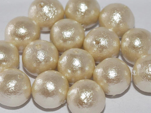 Cotton Pearls 12 mm Off White Japanische Glasperlen Miyuki White