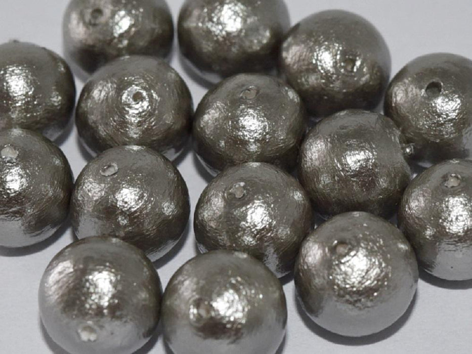 Cotton Pearls 12 mm Grau Japanische Glasperlen Miyuki Grey
