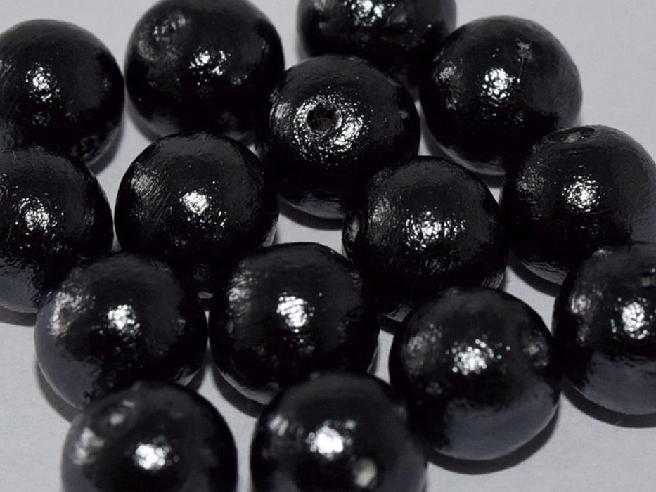 Cotton Pearls 12 mm Schwarz Japanische Glasperlen Miyuki Black