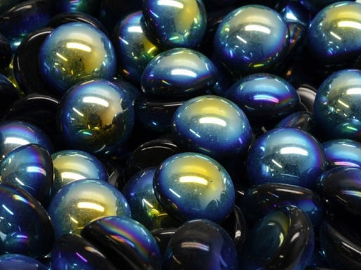 Tschechische Glascabochons 12 mm Jet Black AB Tschechisches Glas  Farbe_Blue Farbe_ Multicolored
